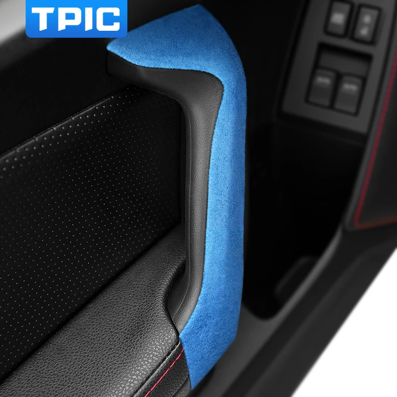 Alcantara Suede Wrapping Car Inner Door Handle ABS Covers Armrest Panel