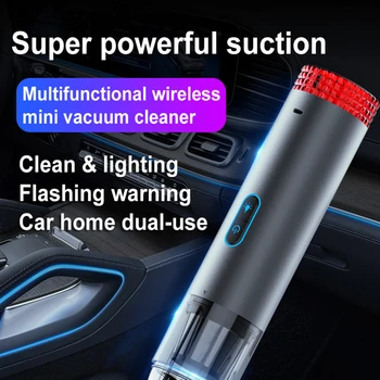 

V6 3400Pa Cordless Handheld Vacuum Cleaner USB Rechargeable Portable Vacuum with Flashlight Strobe Emergency Light for Car Home