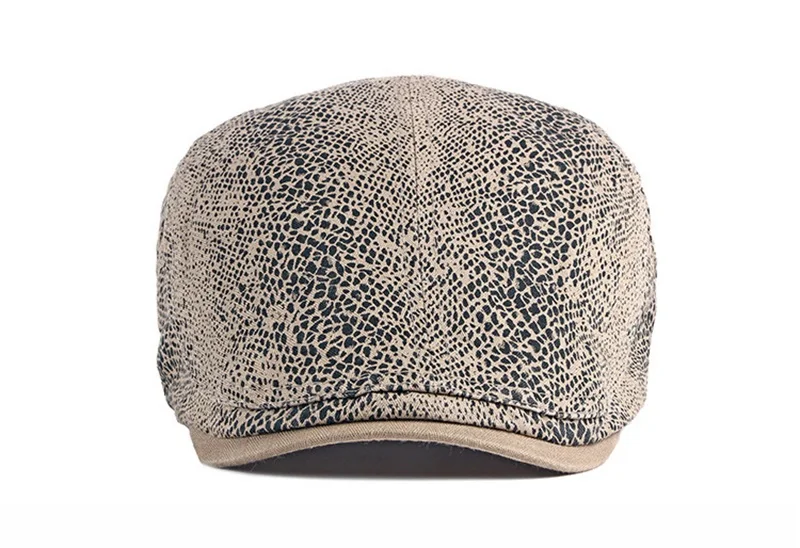 Spring Summer Hat Men Cotton Snakeskin Pattern Herringbone Berets Thin Flat Peaked Caps Women Cabbie Sun Newsboy Hat Adjustable men's black beret hat