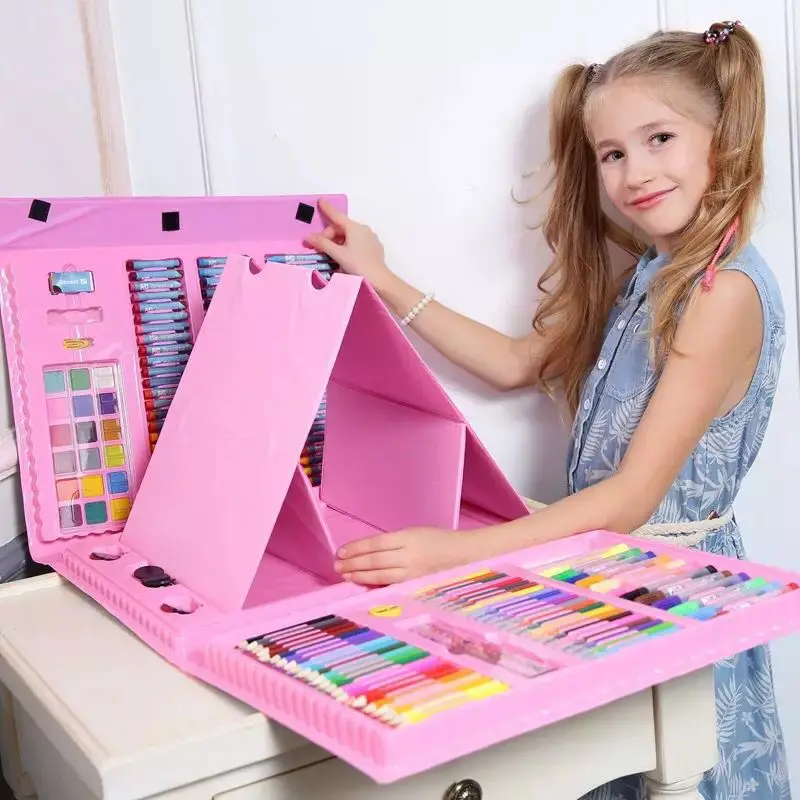 

176Pcs/Set Kids Educational Toys Painting Tool Set Drawing Graffiti Toy Watercolor Pen Set Creative Painting Supplies Art Sets