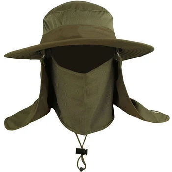 

Mens Fishing Hat Round Edges Cap Camping Hat Sun UV Protection Summer Bucket Cap With Neck Face Curtain Breathable Visors