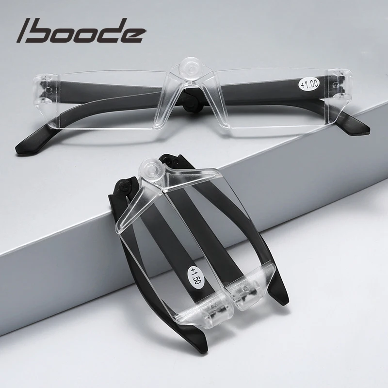 

iboode New Rotating Folding Reading Glasses Women Men Portable Small Frame Presbyopia Reader Hyperopia Eyeglasses Diopter +1.5 2