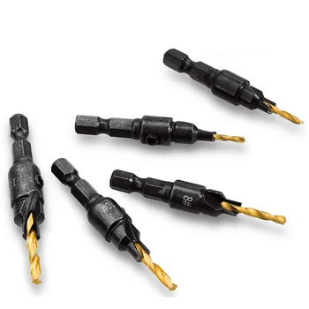 

5pcs Set Drill Bits Hole Cutter 1/4 Hex Shank Drilling Machines Reaming Tools