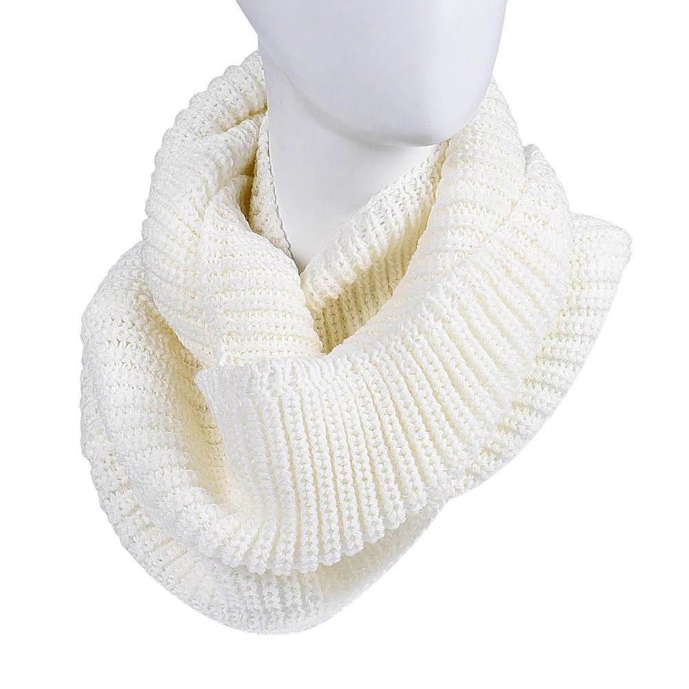 Women's Winter Warm Brushed Knit Neck Wraps Scarf For Ladies Winter Warm Infinity 2 Circle Cable Knit Cowl Neck Long Scarf#40