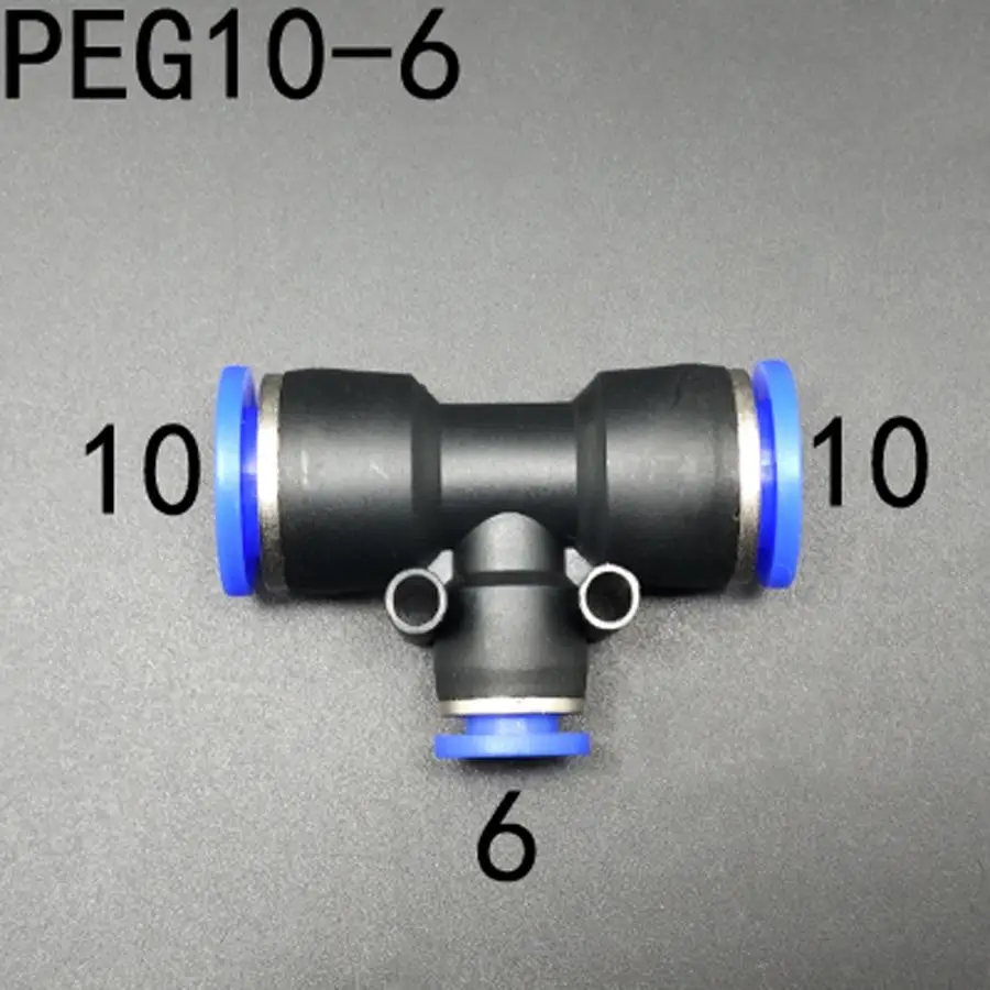 10-6-10mm тройник 3-полосный Platic Push-In для подключения один сенсорный фитинг