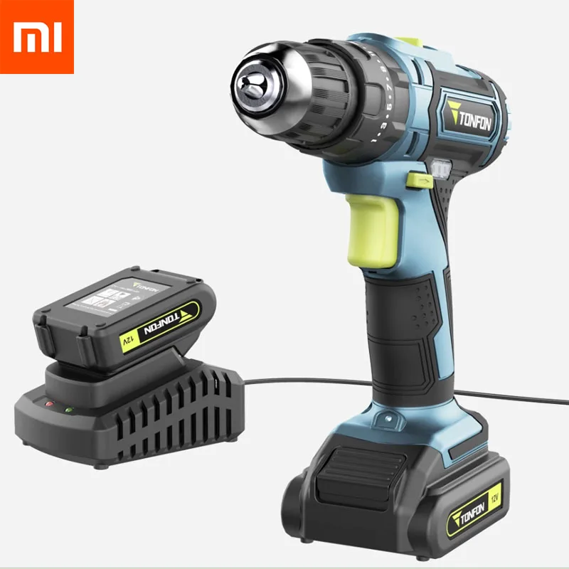 

Xiaomi Mijia Tonfon Wireless Electric Cordless Drill Impact Power Driver 12V/20V 2000mAh 2 Speed Forward Reverse Rotation