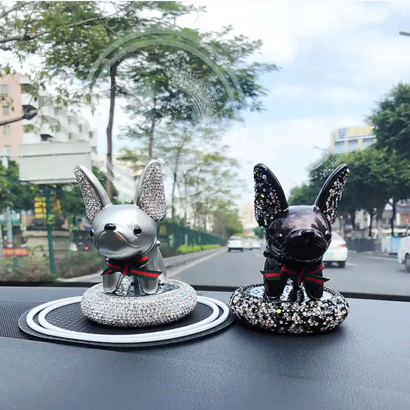 フレンチブルドッグダイヤモンドアロマ装飾車の空気清浄削除独特のにおい漫画かわいい振っヘッド内部の飾り フィギュア ミニチュア Aliexpress