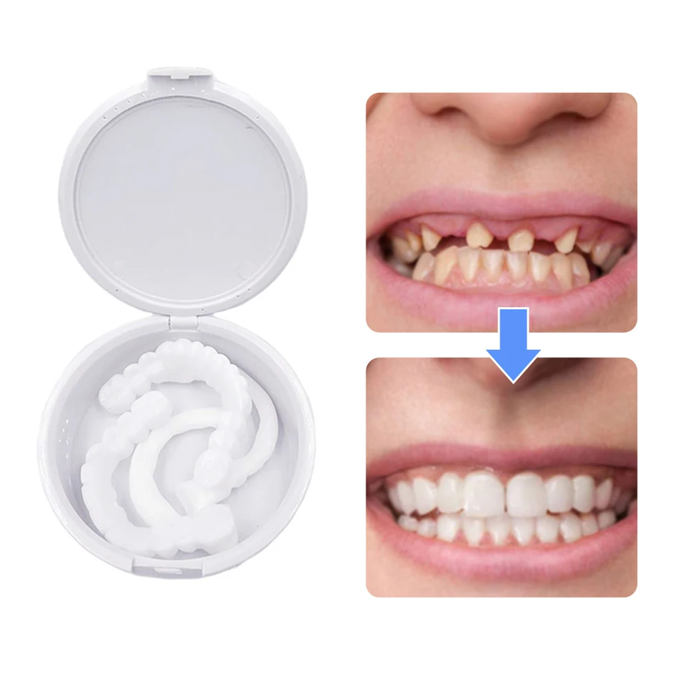 Teeth Veneers Whitening Dentures Temporary False Teeth Cover Imitation Braces for Perfect Smile for Men Women