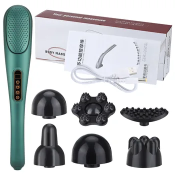 6 in 1 휴대용 바디 마사지기, 적외선 가열 진동, 무선 충전 바디 마사지기, 망치 마사지 스틱, 허리 다리 이완