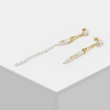  Amorita boutique natural pearl Asymmetric design fashion party show drop earring 