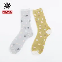 Женские носки в горошек, носки из хлопка, теплые, милые, милые, забавные, милые, модные, повседневные, Calcetines Happy, корейские, дышащие, пот