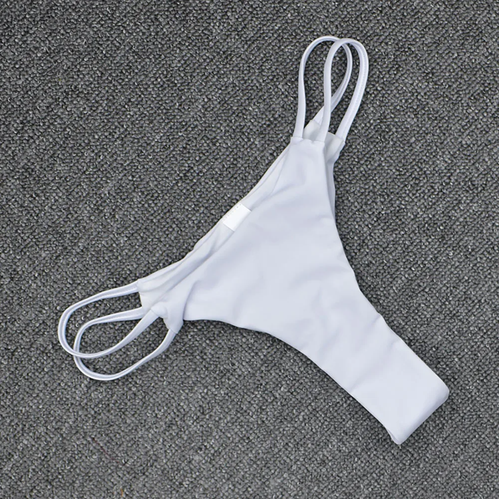 2021 Sexy White Swimming Pants G-String Swimwear Solid Bottom Bathing Suit Plain Thong Bikini Women Brazilian Thongs Swimsuit | Спорт и