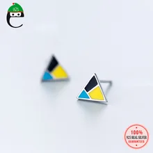 ElfoPlataSi S925 крошечная треугольная серьга-гвоздик для женщин, Дамская девочка, малыш, леди, серебро 925 пробы, ювелирные изделия, XY853