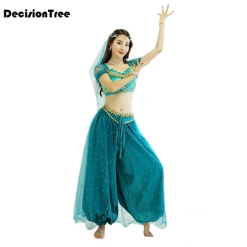 

2020 halloween costumes belly dancing jasmine princess costume women bollywood costume pieces set veil top pant