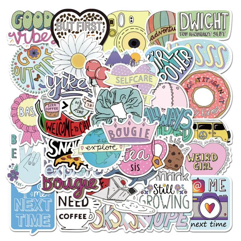 

50 Pcs VSCO Aesthetic Stickers for Laptop Notebook Scooter Luggage Motorcycle Skateboard Scrapbook Waterproof Stationery Sticker
