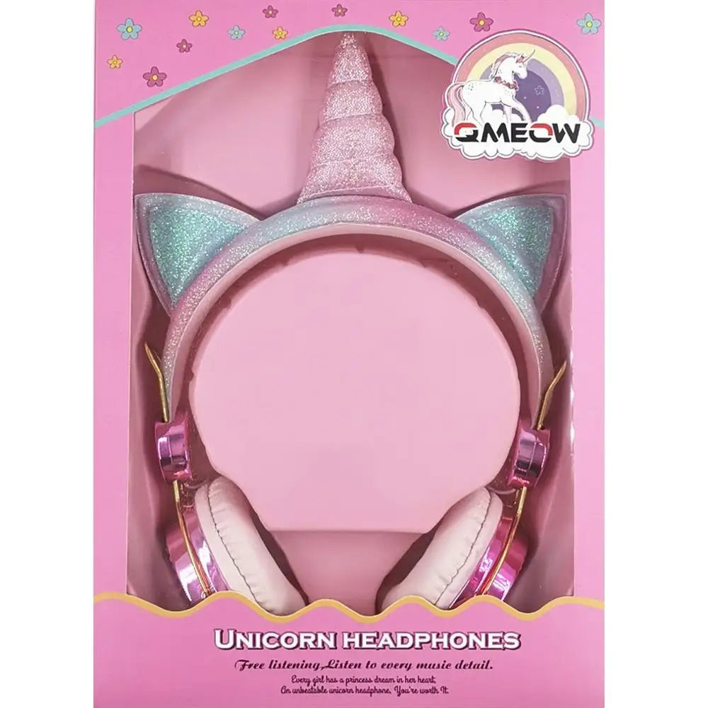 Наушники QMEOW Проводные в милой коробке с единорогом музыкальные стереонаушники