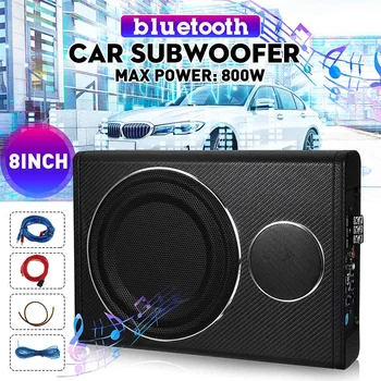 800W 8" bluetooth Car Amplifier Subwoofer Car Audio Slim Under Seat Active Subwoofer Bass Speaker Auto Woofer Music Player 1
