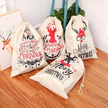 

Large Size Christmas Bags Santa Sacks Merry Christmas Xmas Party Happy New Year Holiday DIY Decorations Favor Gifts Bags