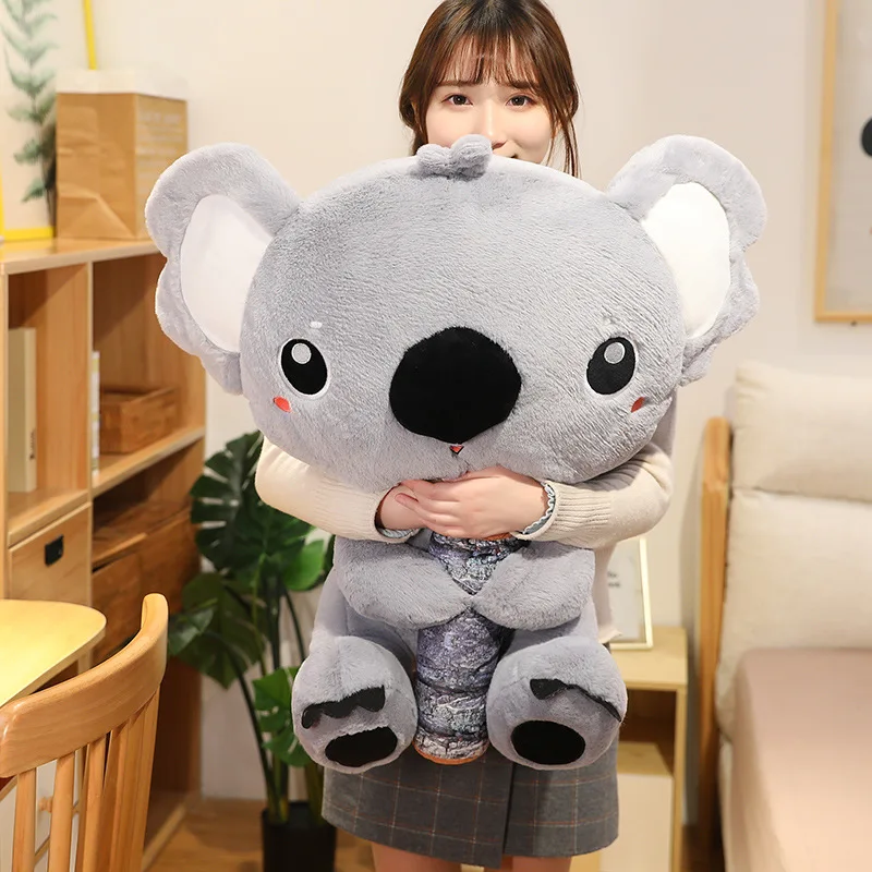 Cute Plush Koalas Toy Stuffed Animal Koala Hold Tree Stump 30cm 45cm