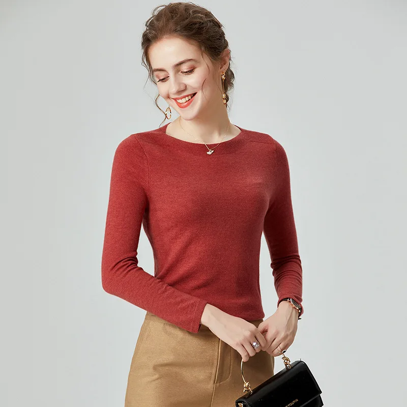 SuyaDream woman Wool sweaters 100%Wool Slash neck