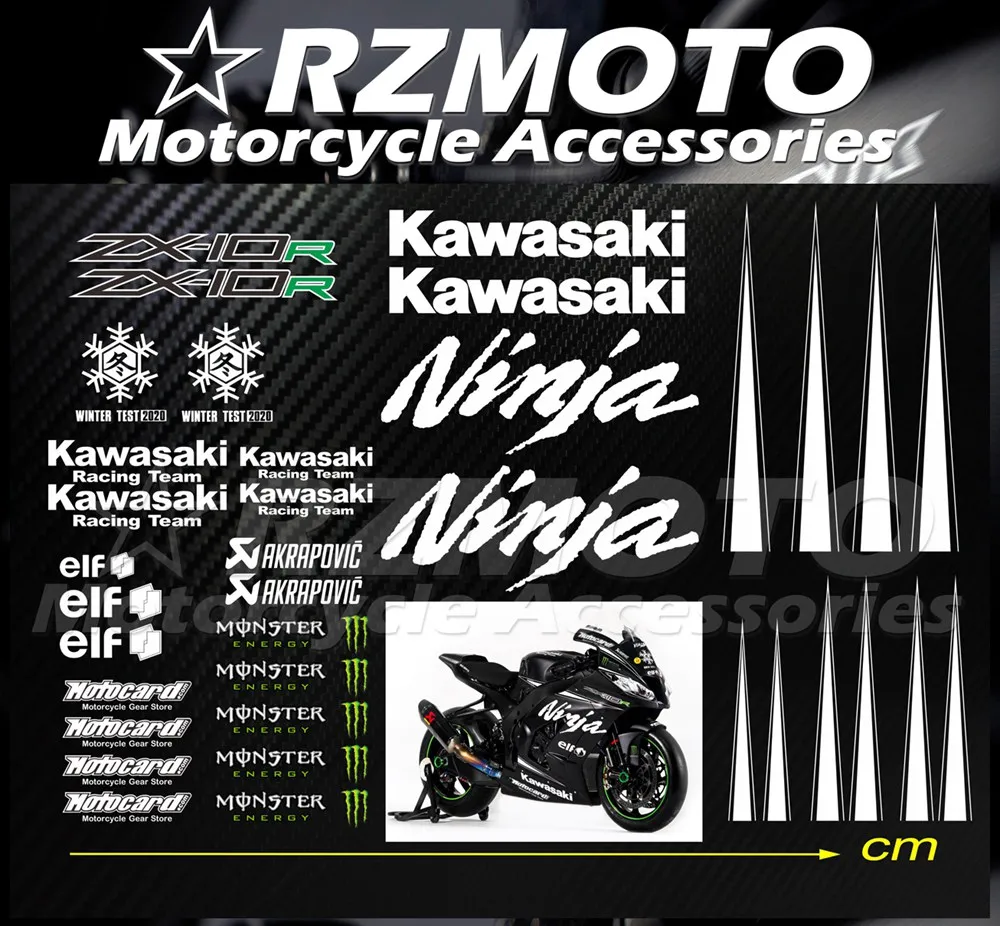 

NEW Fit For KAWASAKI ZX10R Sticker 10R 2016-2020 WINTER TEST WSBK SBK Motorcycle Decal Logo Pad Fairing Colur DIY RZMOTO