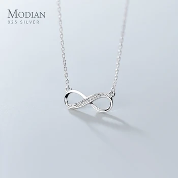 

Modian Romantic Mobius Infinite Love Pendant Necklace Authentic 925 Sterling Silver for Women Valentine's Day Fine Jewelry Gifts