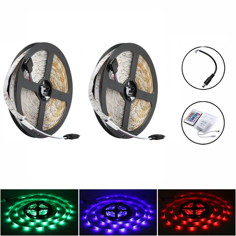 

ABUI-10M 600Leds 3528 Smd Rgb 2X 5M Led Light Strip + 44 Key Ir Remote Controller