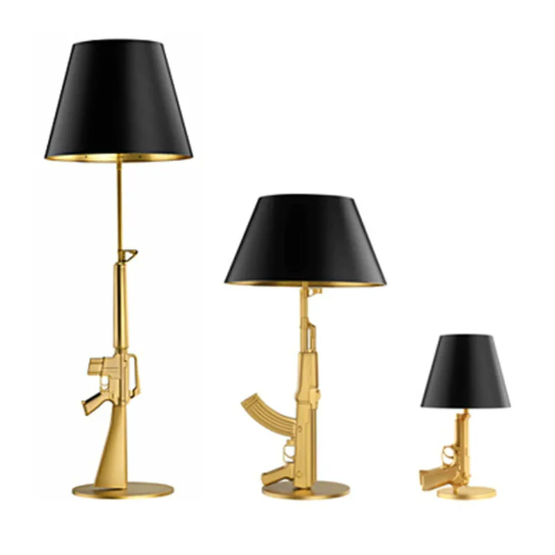 Modern Gold Gun Lights AK47 Luxurious Table lamp Bedroom Lamp LED Floor Lamps Kids Children Room Fixtures Home Loft Decor