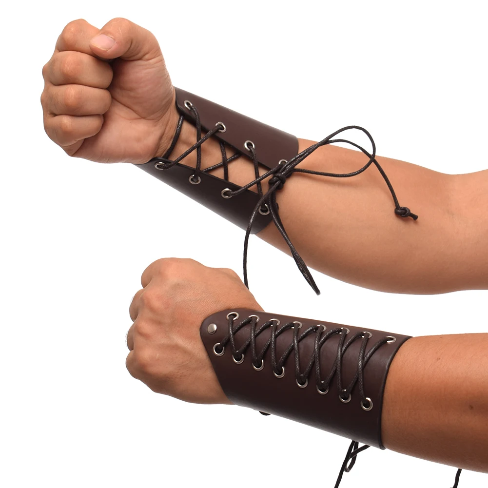 Medieval Men Leather Arm Armor Cuffs Cosplay Props