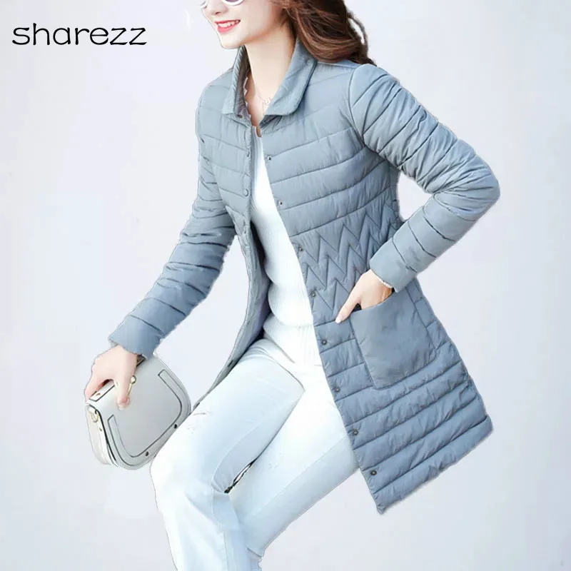 

Thin Section Winter Collection Women's Coat Jacket Stand Collar Cold-Resistant Warm Long Parka Female Quilting Cotton Jacket 3XL