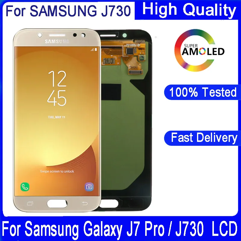 100% оригинал 5 &quotSuper AMOLED J730 сенсорный ЖК дисплей для SAMSUNG Galaxy J7 Pro 2017 J730F дигитайзер в