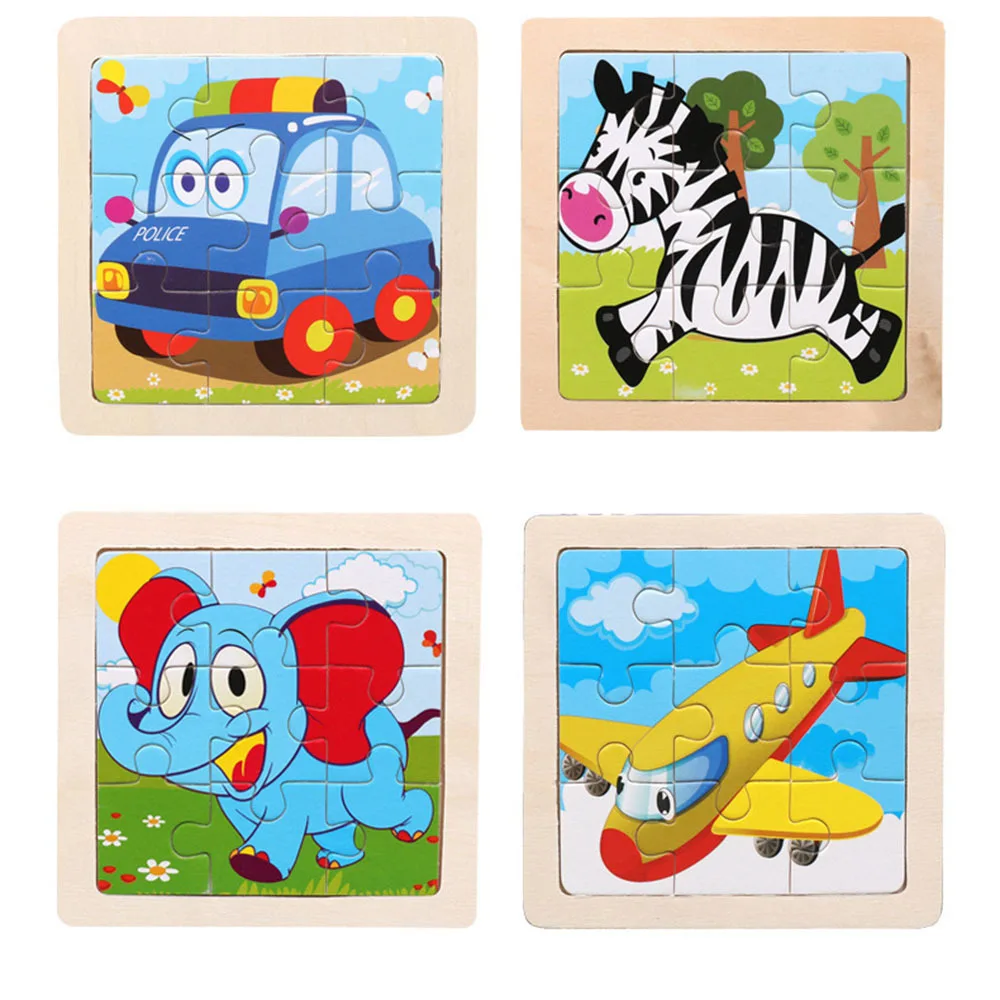 2019 горячая Распродажа 3D Животные головоломки блоки образовательные игрушки для детей игрушка детский подарок деревянный 9 штук мультфильм