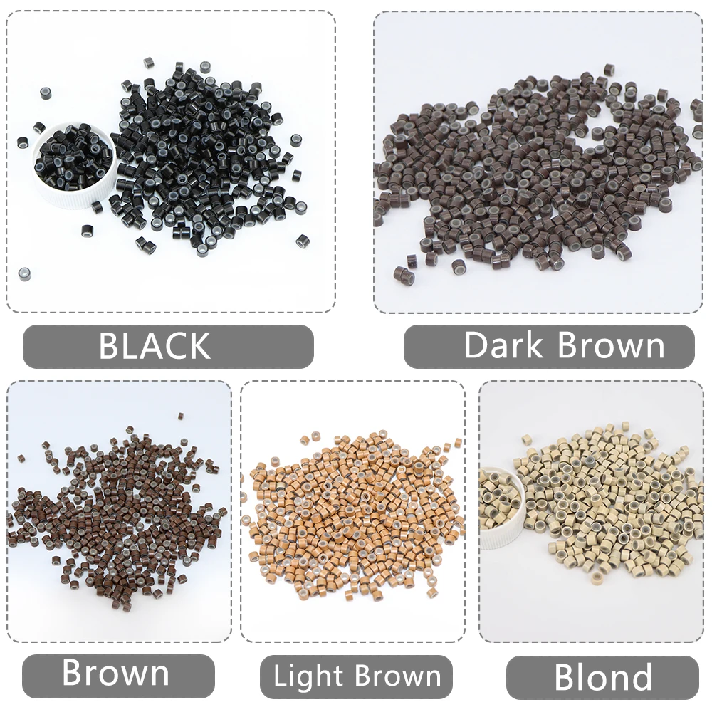 Ring Beads Hair Extensions Tools 200 Pcs Microring Con Vite Silicone Micro Rings/beads for Hair Extensions 5 Colors Optional 5.0mm*3.0mm