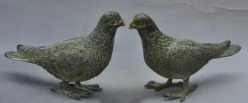 

christmas 8"Chinese Bronze Symbolize Peaceful Peace Dove Pigeon Bird Animal Statue Pair new Year