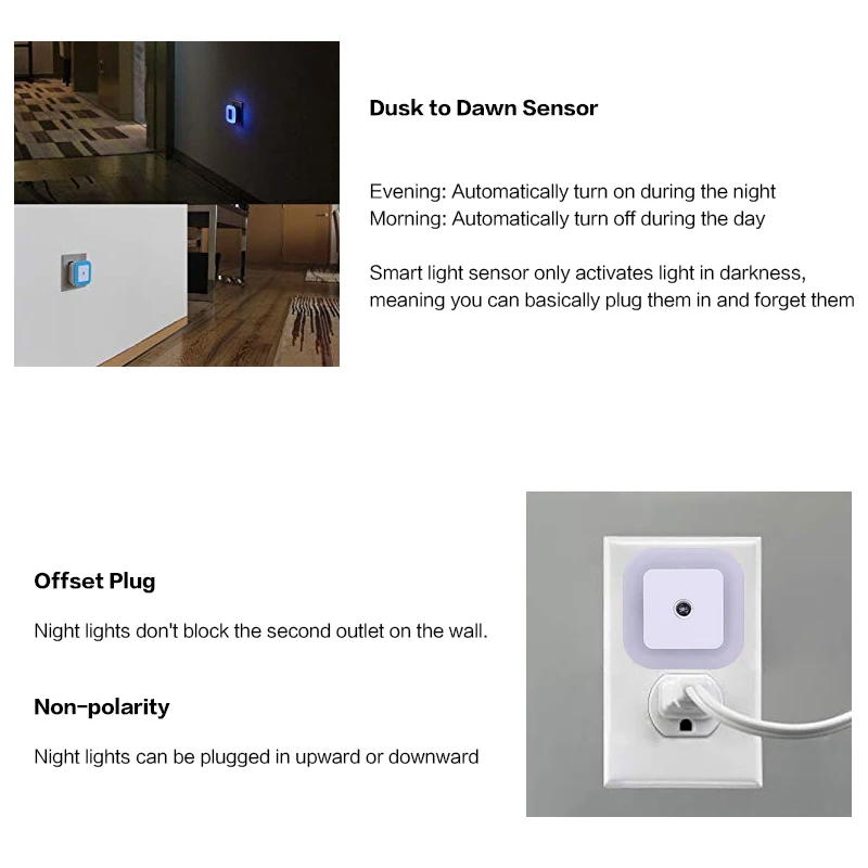 LED Night Lamp 110V 220V Light Sensor Control EU US Plug Living Room Baby Elderly Children Bedroom Corridor Lights cat night light