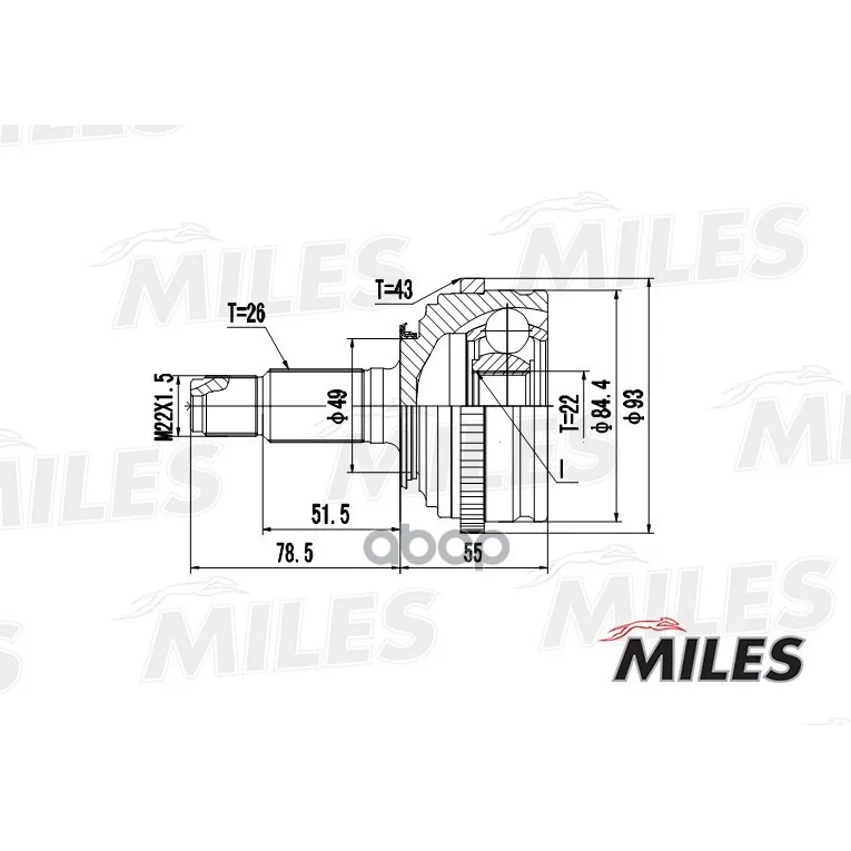 Шрус Rover 25/200 1.1-1.8 95-05 Нар. Abs Miles Ga20406 Miles арт. GA20406