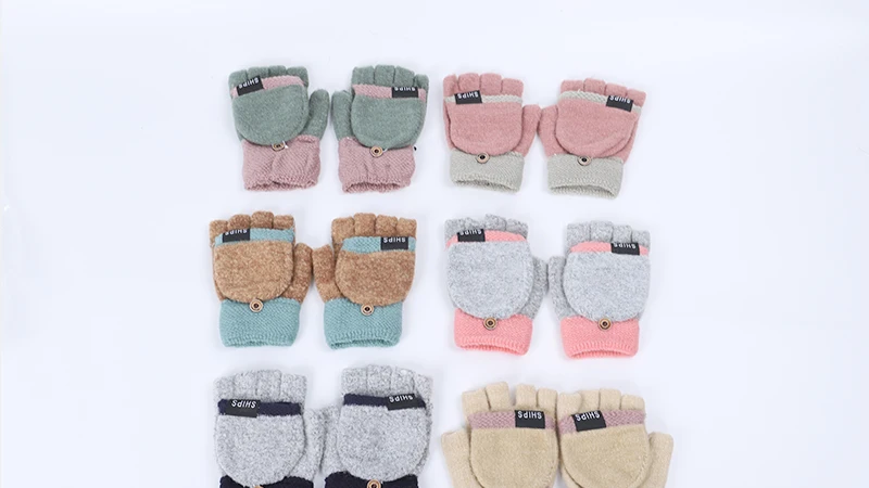 2019 новые женские зимние перчатки пушистые толстые осенние и зимние теплые перчатки без Пальцев Удобные перчатки с кнопками
