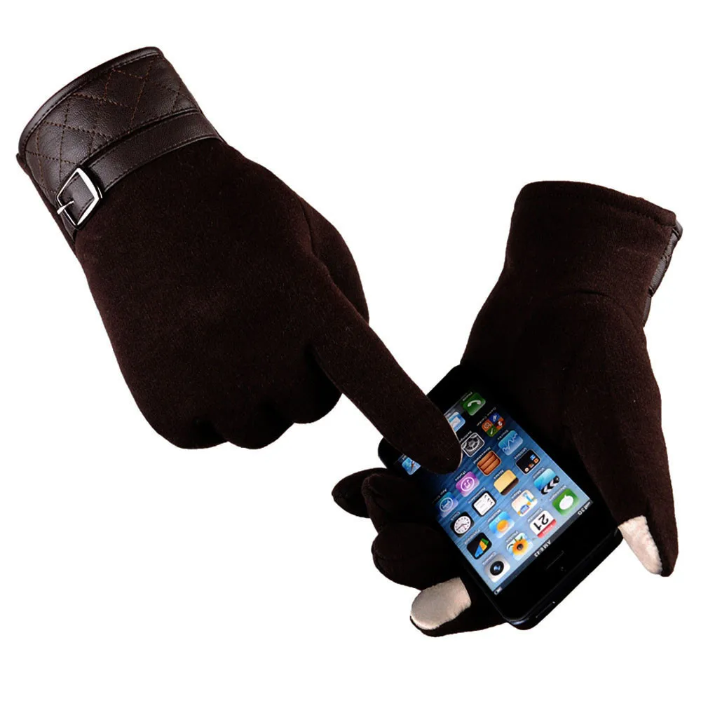 Мужские зимние Термические перчатки унисекс, винтажные черные перчатки для вождения, шерстяные женские зимние теплые перчатки, Подарочные варежки