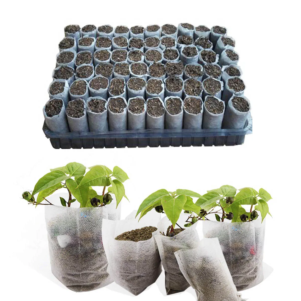 

100Pcs/Lot Garden Grow Bags Biodegradable Different Sizes Non-woven Plant Fabric Seedling Pots Plants Pouch Jardin Nursery Bags