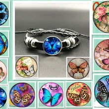 3D бабочка креативный браслет Винтаж кожа из сплетённых верёвок Комбинации модный браслет с кристаллами