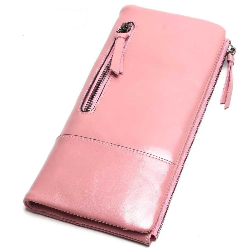 

Guangzhou Oil Wax Leather Wallet Clutch Europe And America Retro New Products Genuine Leather Two Fold Wallet Solid Color