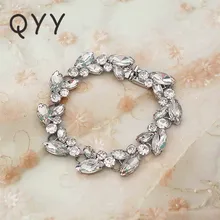 QYY браслет для женщин, свадебные ювелирные изделия, подарок, Новое поступление, модные хрустальные стразы, браслет из розового золота и серебра