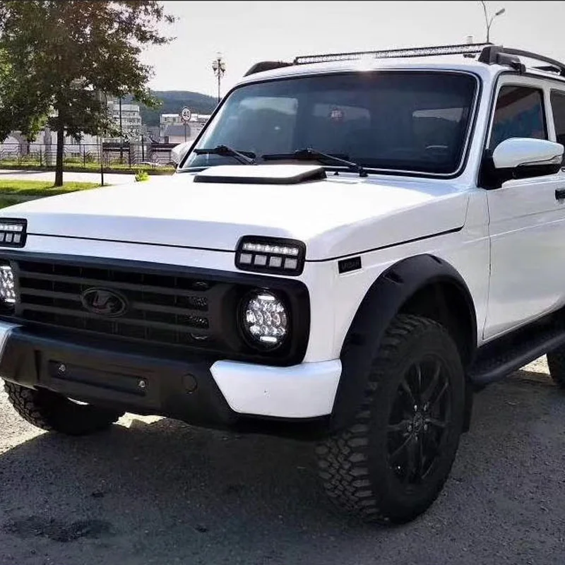 Аксессуары для стайлинга автомобилей, тюнинг DRL лампы для Lada Niva 4x4 Светодиодный дневные ходовые огни с янтарным сигналом поворота