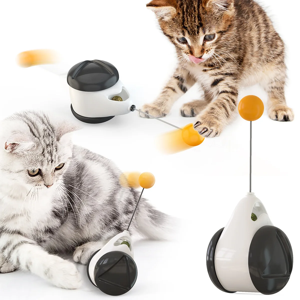 

Tumbler Swing Toys for Cats Kitten Interactive Balance Car Cat Chasing Toy With Catnip Funny Pet Products for Dropshipping