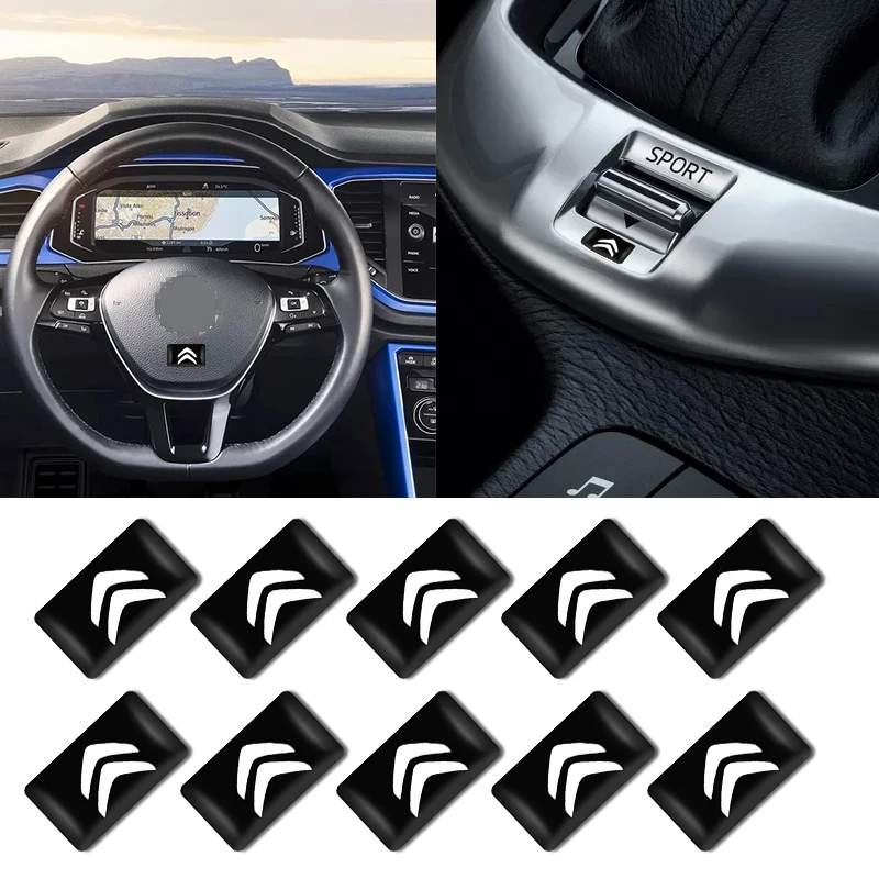 

10pcs Car Sticker Steering Wheel Air Panel small Decorative Badge Decals For Citroens C1 C2 C3 C4 C5 C6 C8 C4L DS3 Car styling
