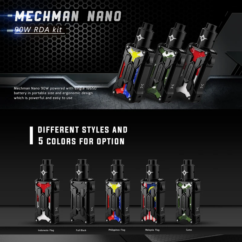 Rincoe mechman nano 90 Вт RDA комплект Питание от одной батареи 18650 810pom капает манто мини Vape Mod Kit VS Aegis X