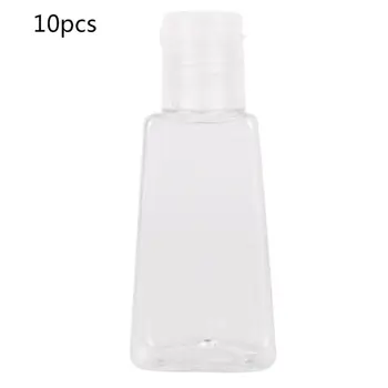 

10 PCS 30ml Clear Plastic Trapezoidal Empty Squeeze Bottles with Flip Cap Refillable Hand Sanitizer Container Shampoo Lotion Gel
