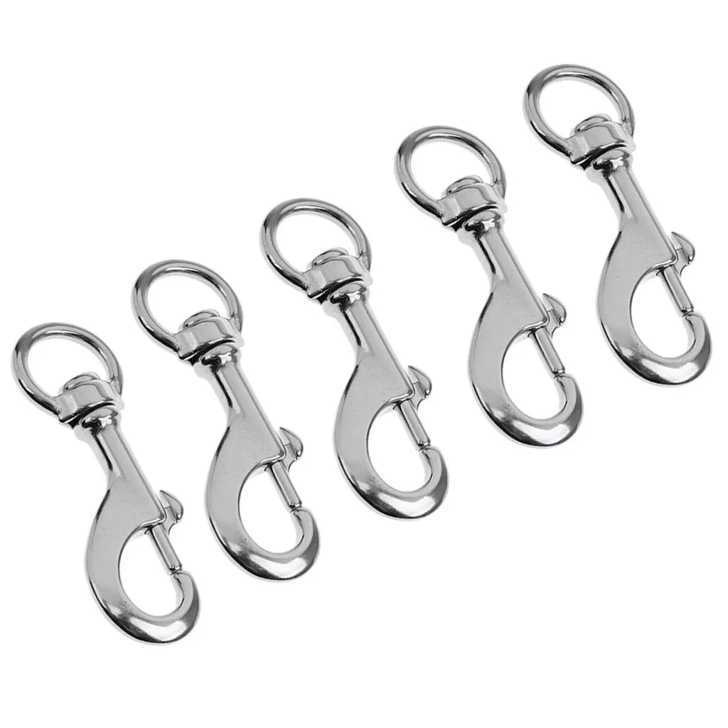 Set 5 Swivel Snap Hooks, Pet Leash Clip, Scuba Diving BCD Gear Holder Clip Accessories