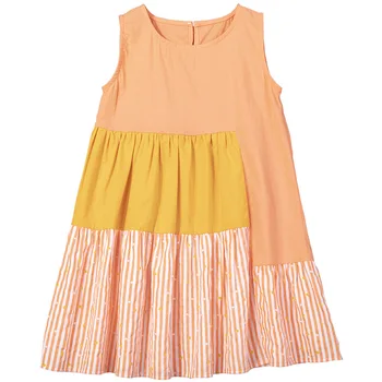 

4 To 14 Years Kids and Teen Girls Summer Cotton Patchwork Dress Sleeveless Baby Girls Casual Dresses Korean Girls Clothes, #8753