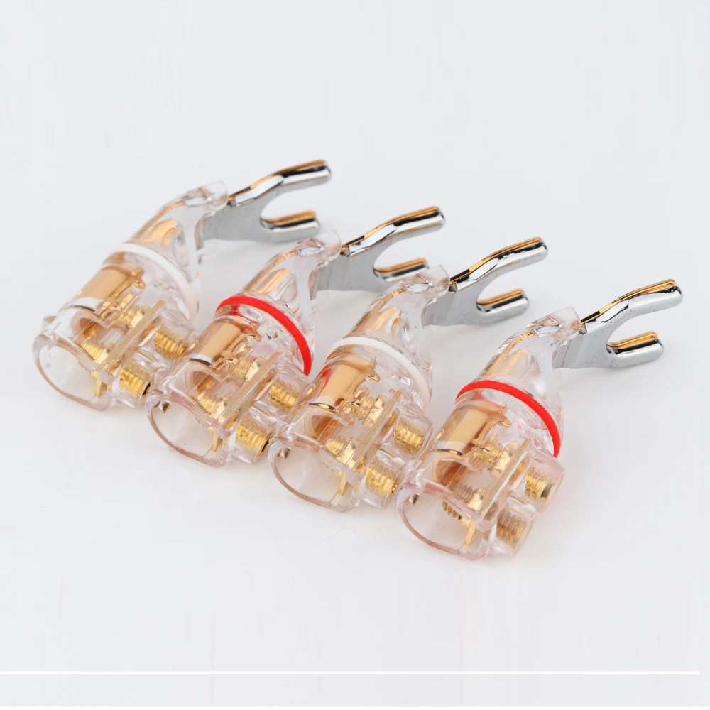 8 Connecteurs Banane Y/Spade Plaqués Or Pour Haut-Parleurs - Fiches Cuivre Pur Pour Câbles Audio - 13